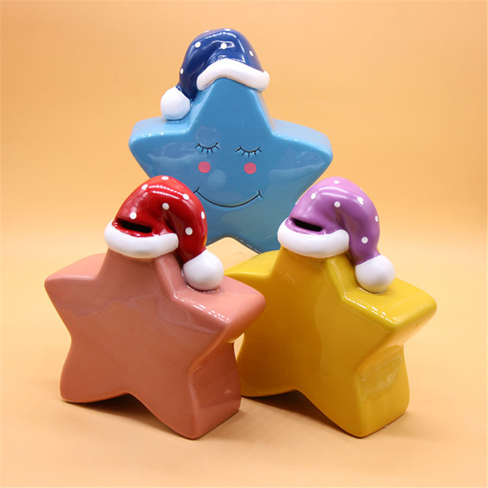 Ceramic bolalar Star Shape piggy tanga bank / atasa / pul box