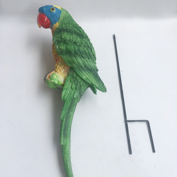 Garden Lawn Yard Decoration bird Parrot Polyresin pick stake NEW 21 1/2"