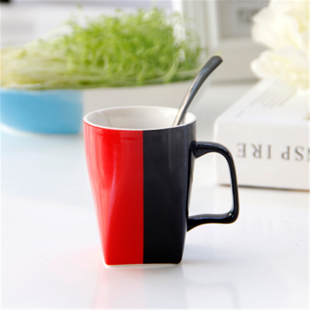 Customized red soccer ceramic coffee mug with black handle