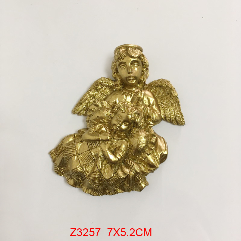 Collectible Kitchen Magnet 2.75"in Resin Gold Color Angel with Wings