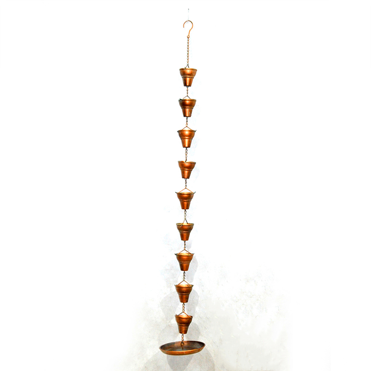 Copper Gutter Blooming Orchid Rain Chain