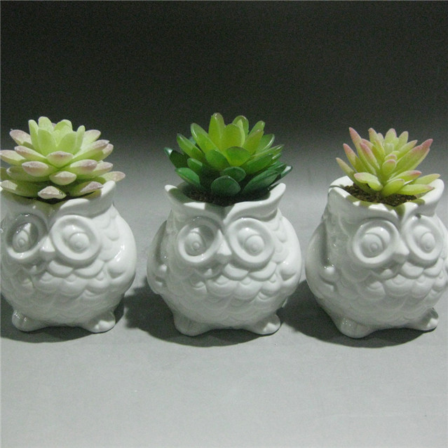 Owl shaped Succulent  pot  ,home decor mini ceramic  succulent pot