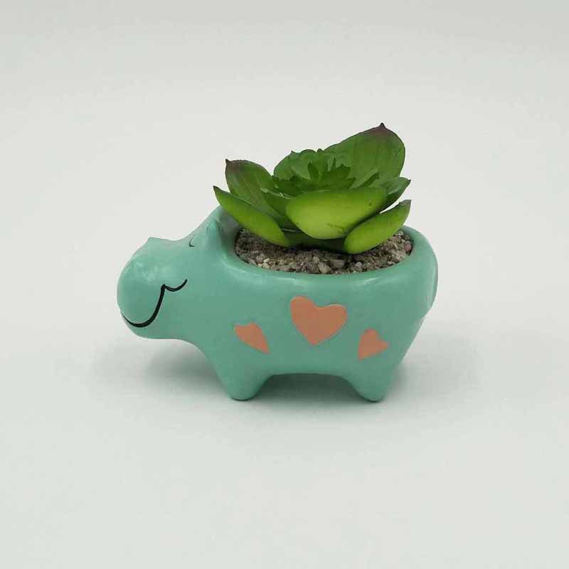 Cute Animal Shaped Cartoon Home Decoration Succulent Vase Flower Pots, Hippo