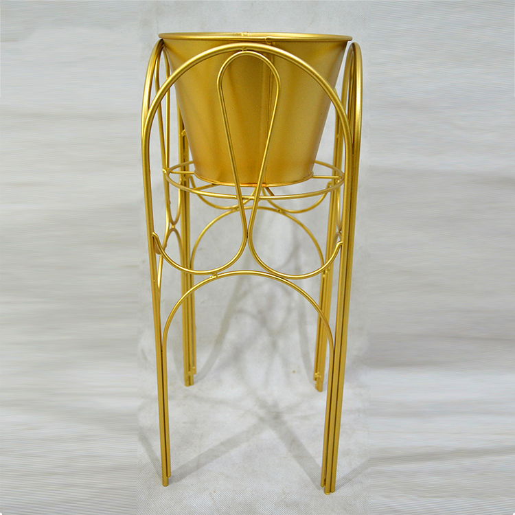 Glass top gold wire Plant Stand Metal