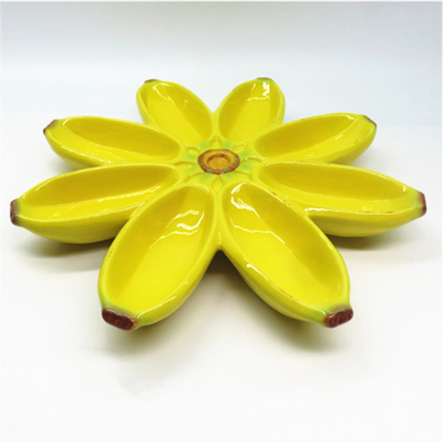 Compartment cheap Snack Dessert Plates Ceramic Banana Shape cute Plates