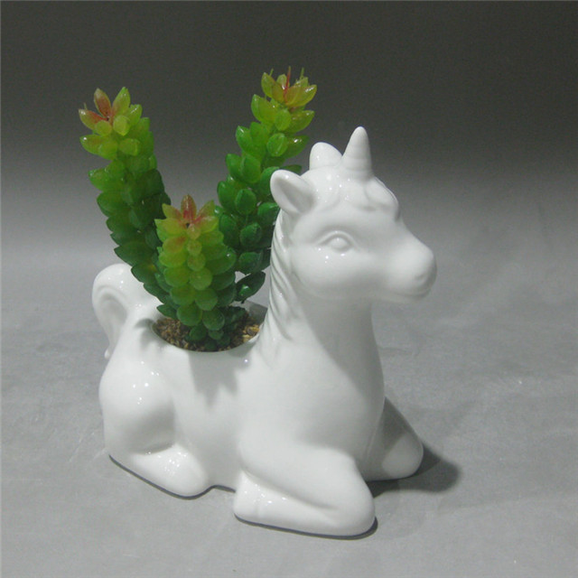Mini Ceramic Flower Pot Cute Unicorn Succulent Planter Flower Pot Decor for Home Office Desk