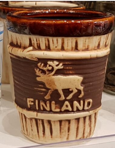 Clay souvenir elk emobossed mug  ,finland elk souvenir mugs