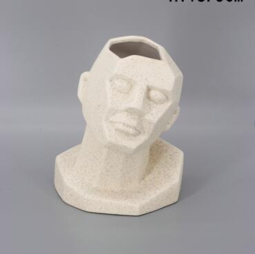 Ceramic abstract figure head flower vases,creative figure vases
