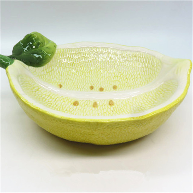 Tse entsoeng ka matsoho Fruit Shape Salad Bowl ceramic Lemon salate sekotlolo