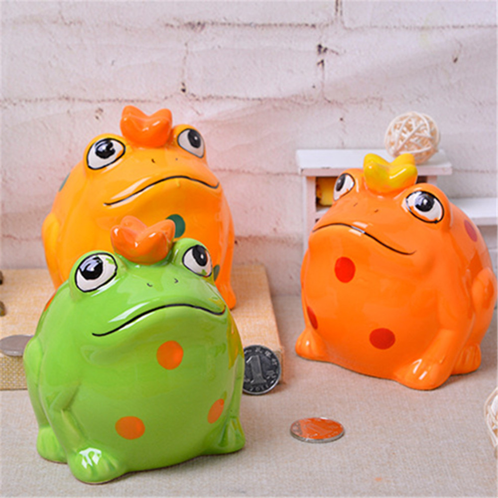 Custom cute  animal  Frog prince shape piggy bank ceramic professional coin bank manufacturer