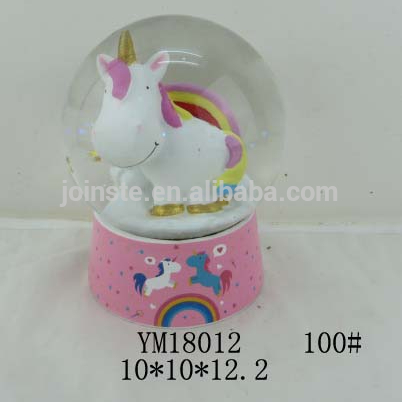 Unicorn Over the Rainbow Enchanted Fantasy Musical Glitterdome 100mm Snow Globe