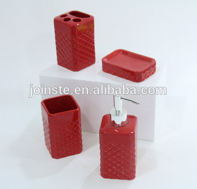 Ceramic glaze bath soap dispenser set of four for valentines day