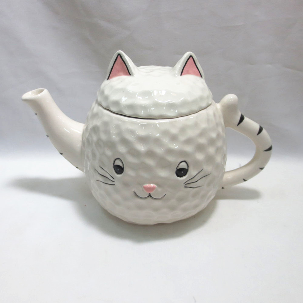 Ceramic  3d  animal teapot , hand made cute cat  teapot  coffee teapot wholesale