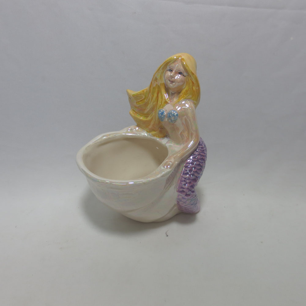 Pearl Glazed ceramic Mermaid Tea Light Candle Holder