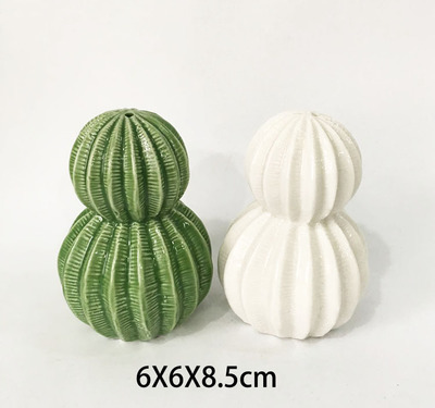 Customized wholesale cactus shape ceramic salt and pepper shaker