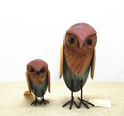 Primitive dirftwood small standing owl garden ornament