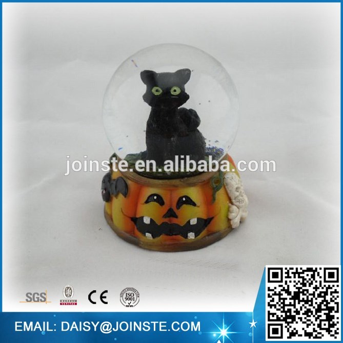 Halloween black cat snow globe with blower