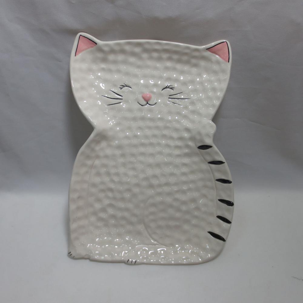 Feline Ceramic Cat Dessert Plates Set,Kitty Cat Dishes,Ceramic platter