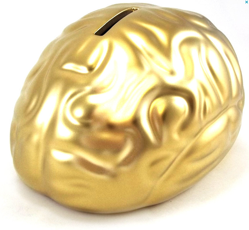 Gold Brain Shape Ceramic Piggy Bank, Coin bank, Money box
