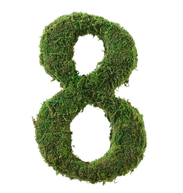 Moss monogram number 8 wedding table decor