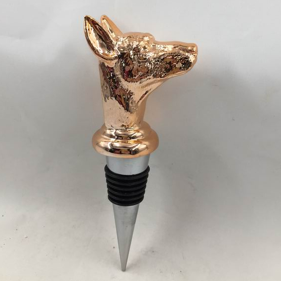 Golden Grey Hound Dog Shape Wine bottle stopper, Ceramic, Custom accept