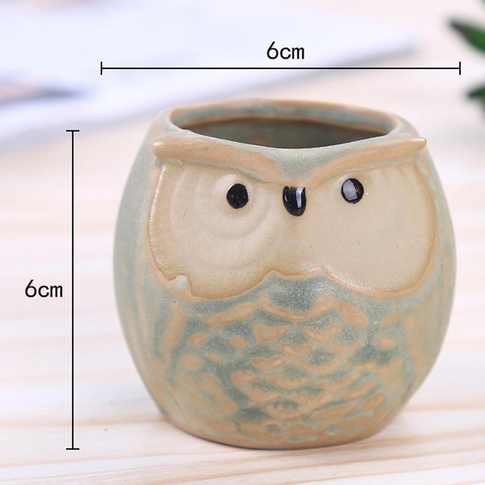 Creative desktop decoration mini owl ceramic flower pots