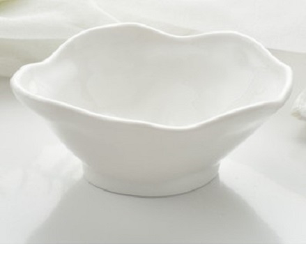 Custom cheap plain white  irregular ceramic salad bowl candy bowl