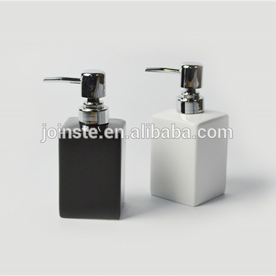 Customized black or white standard square ceramic lotion pump bottle liquid soap dispenser wedding gift