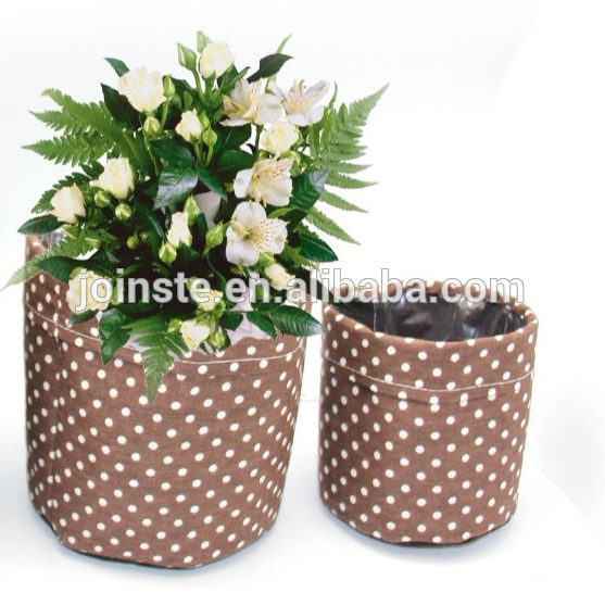 Linen cloth round spot planting pot for garden or window