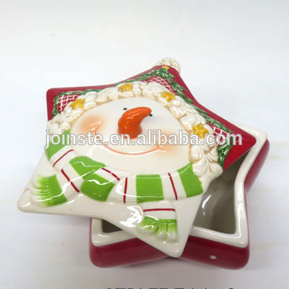 Custom star shape Christmas snowman painting candy box ring jewelry box