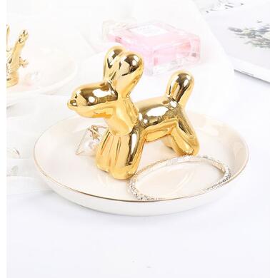 Ceramic balloon dog ring holders ,jewelry plate for wedding supplies