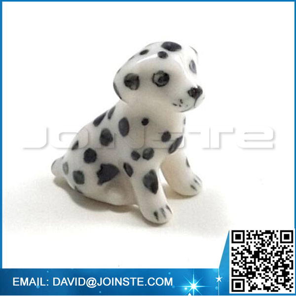 Puppy Dalmatian Dog Ceramic Miniature Tiny Figurine Dollhouse Cute Collectible