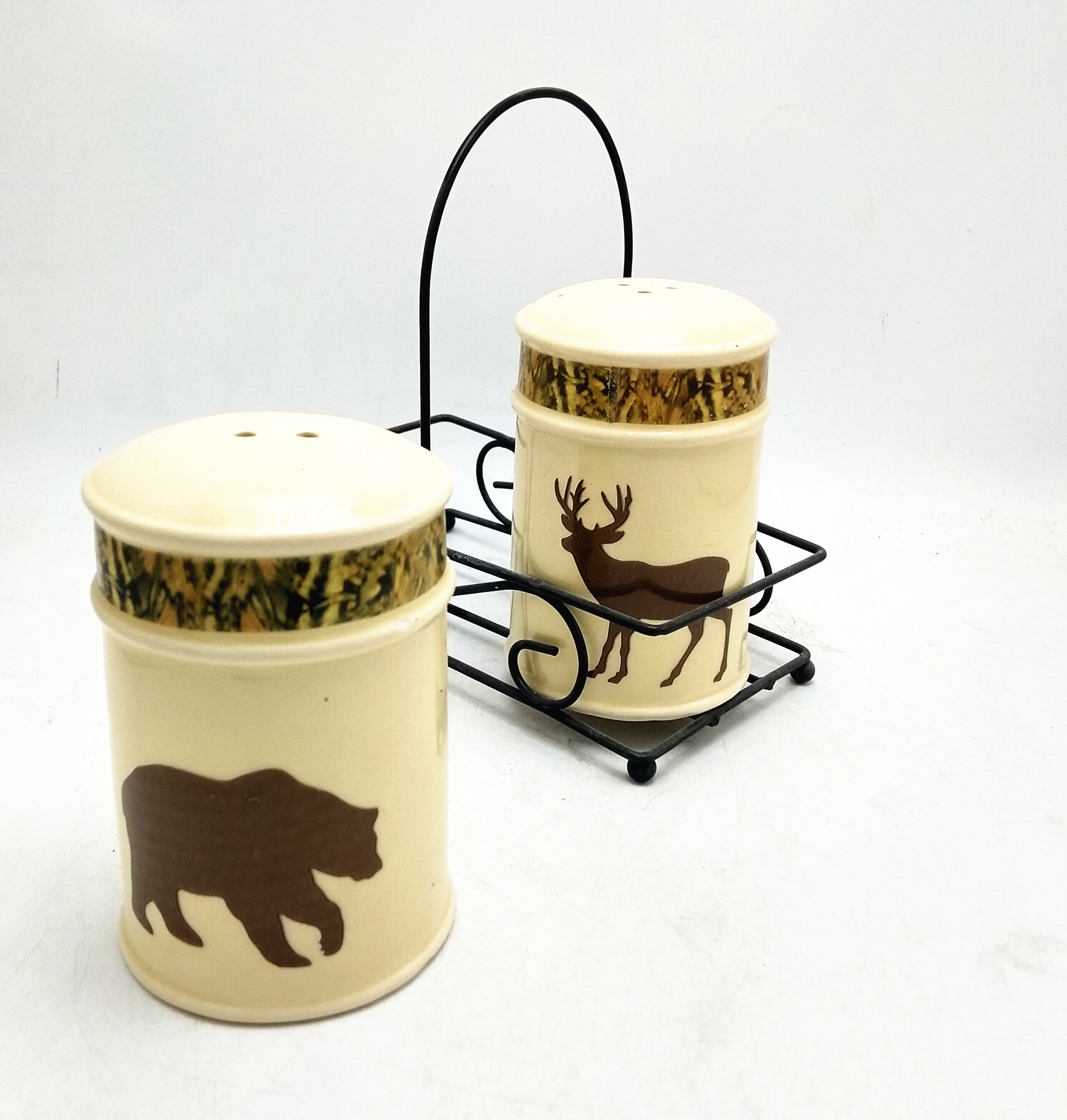 Ceramic christmas golden elk  salt and pepper shakers