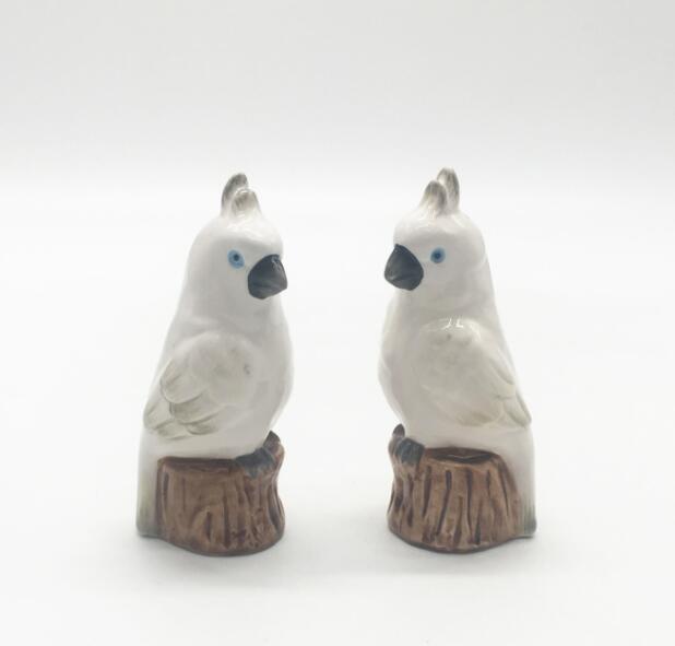 White Standing Parrot ceramic parrot salt and pepper shakers