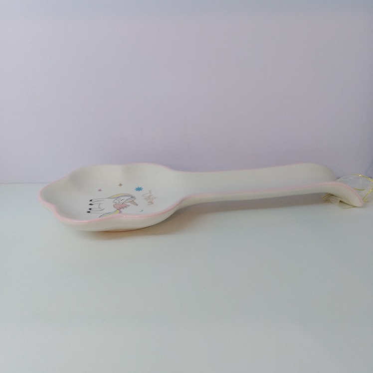 Pink unicorn Ceramic Spoon Rest, 11 6 inches