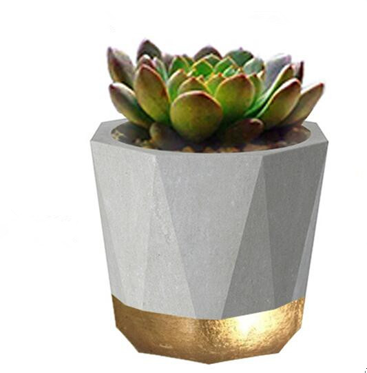 Gold painted small table cement planters Featured Image