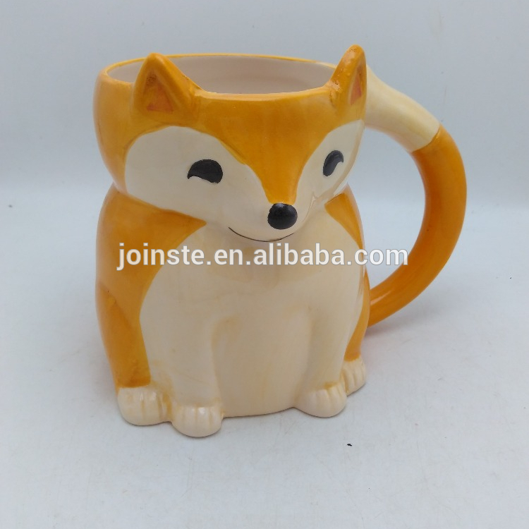 Customized yellow 3d raccoon ceramic coffee mug