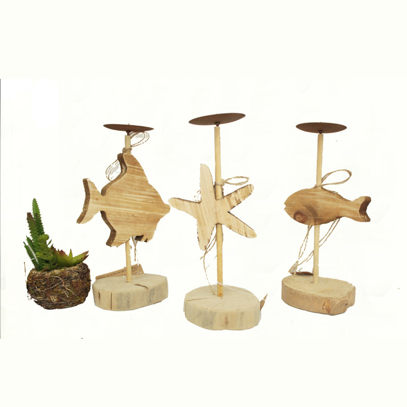 Sea animal wooden decorative candle stand