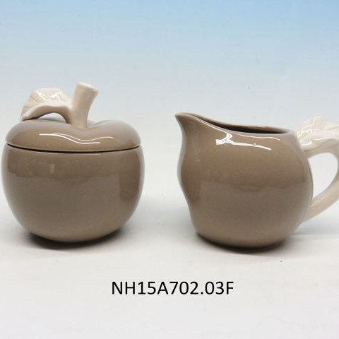 Ceramic Sugar and Creamer Set, Pitcher and Sugar Bowl Set Apple shape