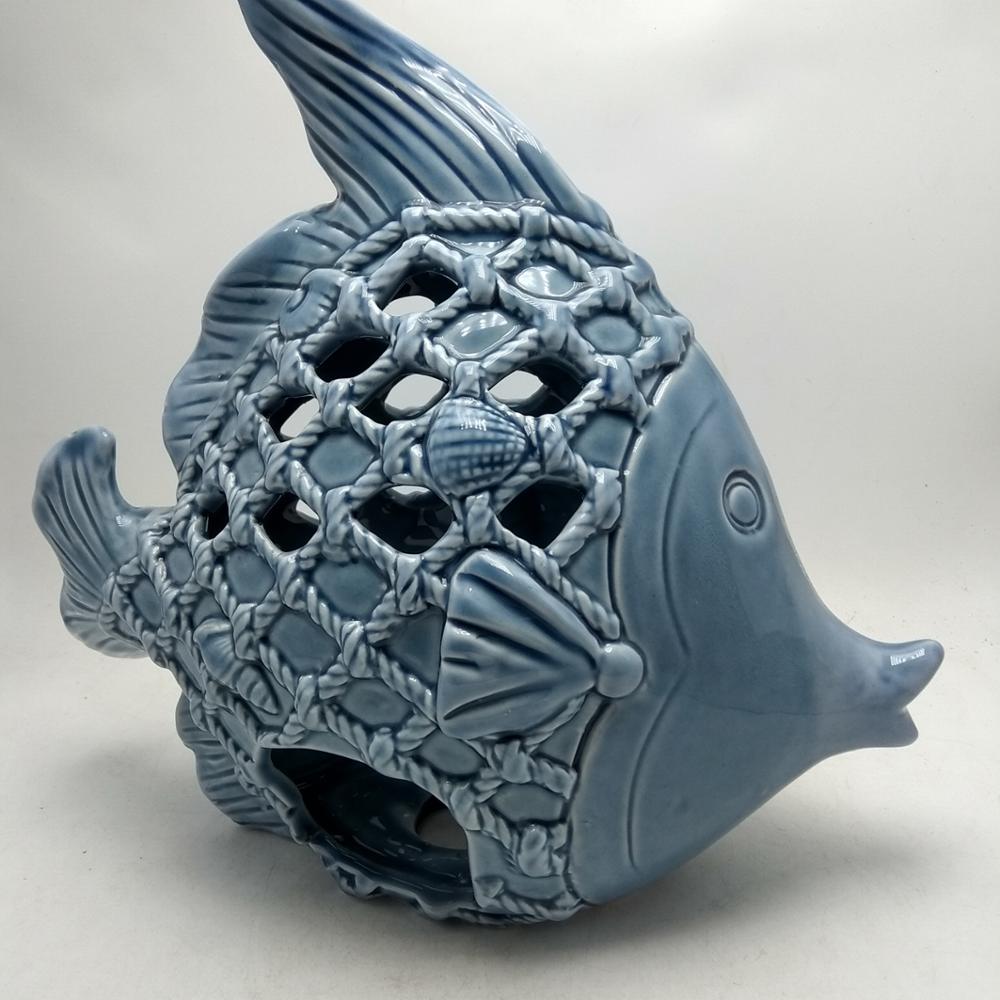 Sea stylish ceramic fish tealight holder,porcelain animal tealight holders
