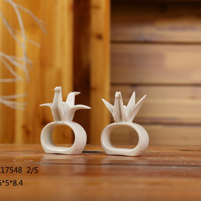 Ceramic ORIGAMI Crane Napkin Rings, Custom animal Accept