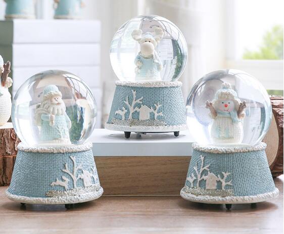 Winter snowman glass crystal ball music snowglobes