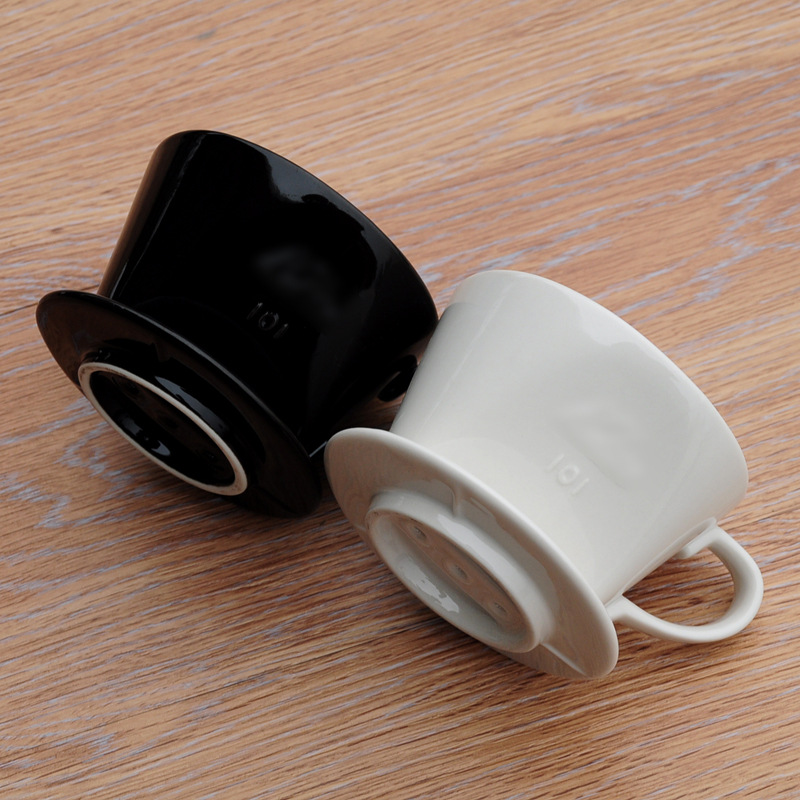 Ceramic Coffee Dripper, White and Black Mug