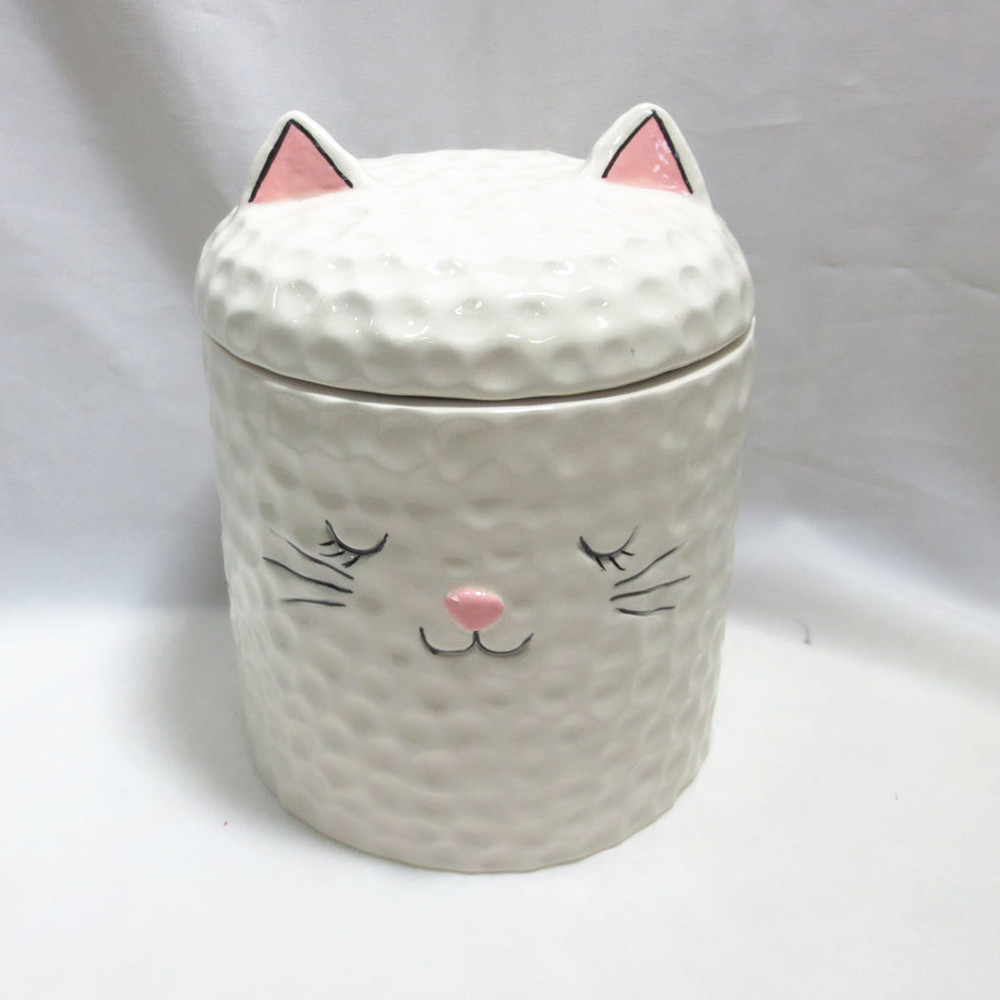 Novelty cat shaped cookie candy jar hot sale ceramic sugar candy jar