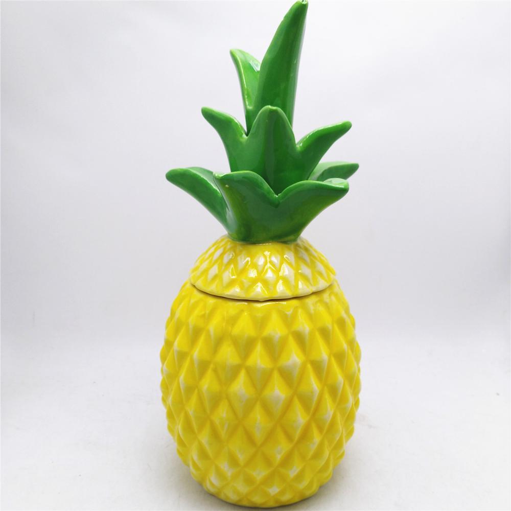 Pineapple shape food storage jar   hand made ceramic  pineapple cookie jar