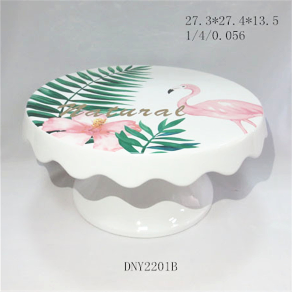 Ceramic hand made white flamingo cup cake stand for wedding