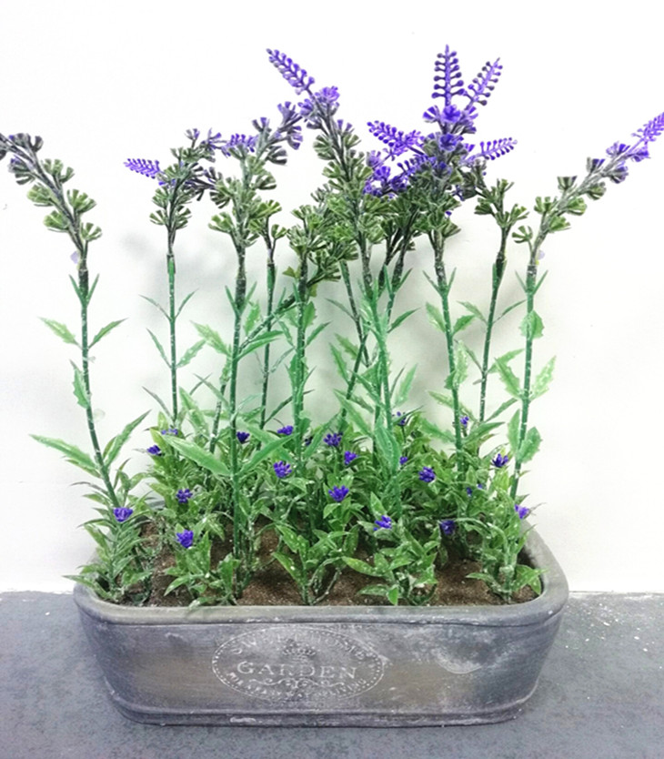 Artificial herbs lavender in potted