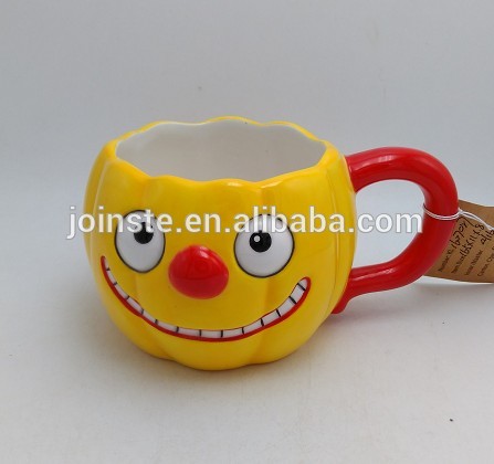 Customized yellow Halloween pumpkin ceramic mug