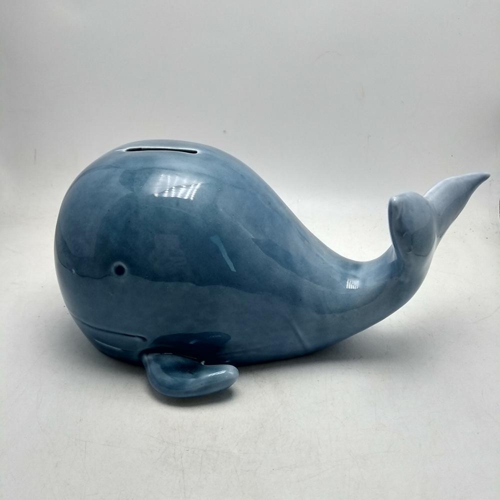 Blue whale shaped coin bank,custom ceramic piggy banks