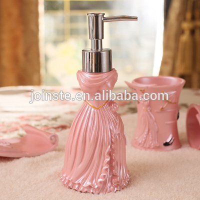 Customizedpink dress shape ceramic lotion pump bottle liquid container wedding gift